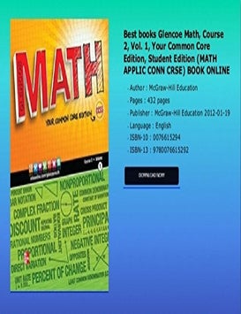 Item #7470 Florida Math "Your Florida Standards edition" Course 2 Volume 1. John A. Carter, Gilbert J. Cuevas, Roger Day, Carol Malloy.