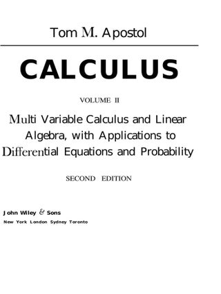 Calculus, Volume 1 2nd Edition. Tom M. Apostol.